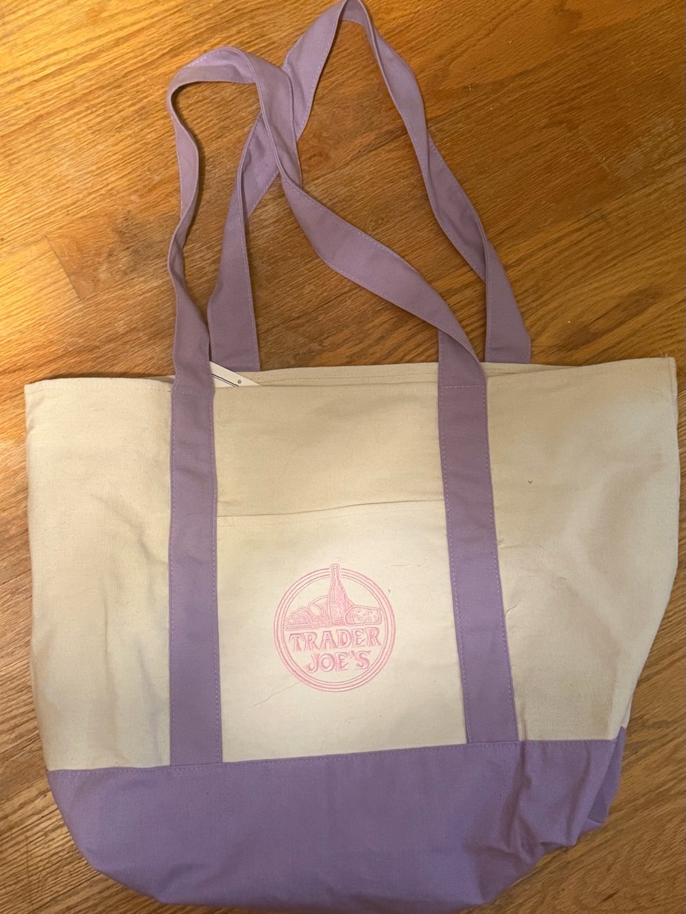 Trader Joe’s large Lavender & Cream Canvas Tote Bag